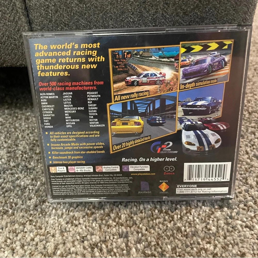Gran Turismo 2 (Sony PlayStation 1, 1999) complete in box, black label